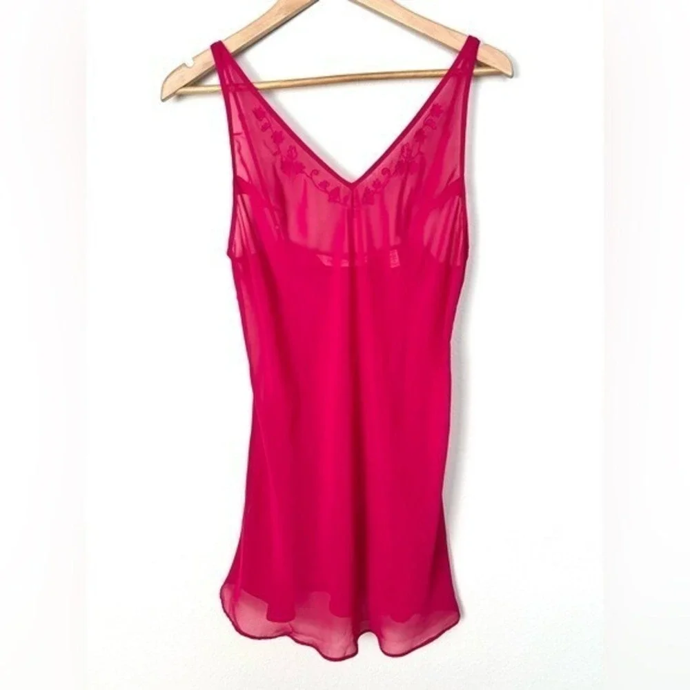 Victorias Secret Pink Chiffon Slip Dress Womens Medium Vintage 90s Y2K Feminine
